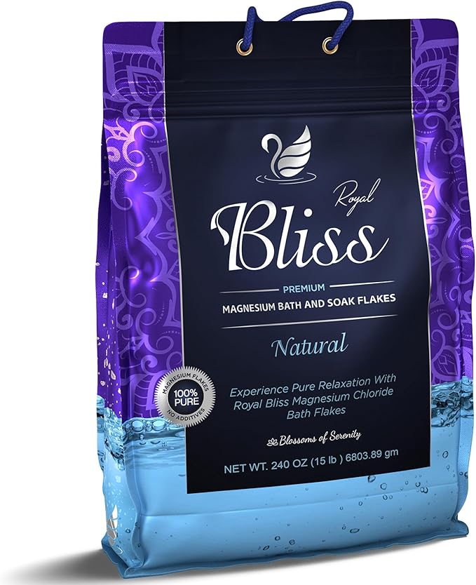 Magnesium Bath & Foot Soak Flakes, Epsom Salt Alternative, High-Absorption Minerals, Natural Salts for Relaxation, Wellness & Muscle Relief, Ideal for Soaking, Recovery, and Stress Relief 15 LB