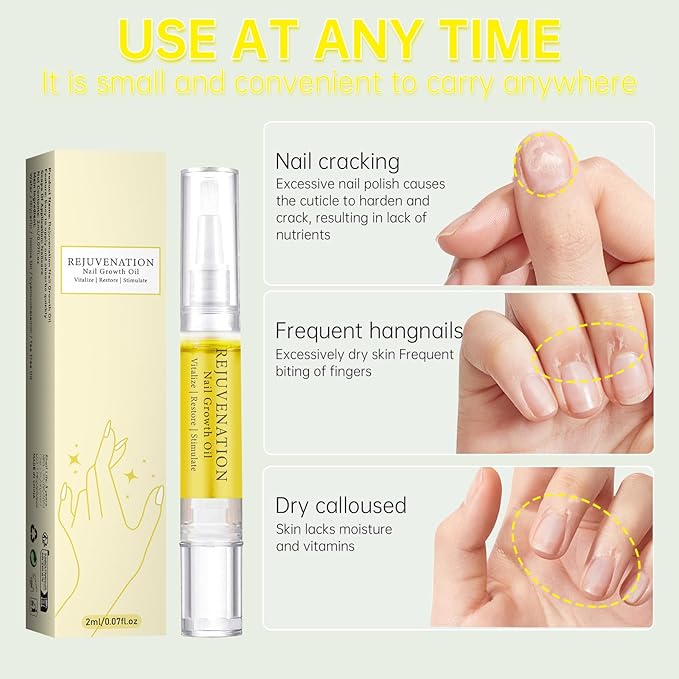 3-Pack Rejuvenation Nail Growth Oil with Nail File - Nail Oil for Growth, Strength & Repair