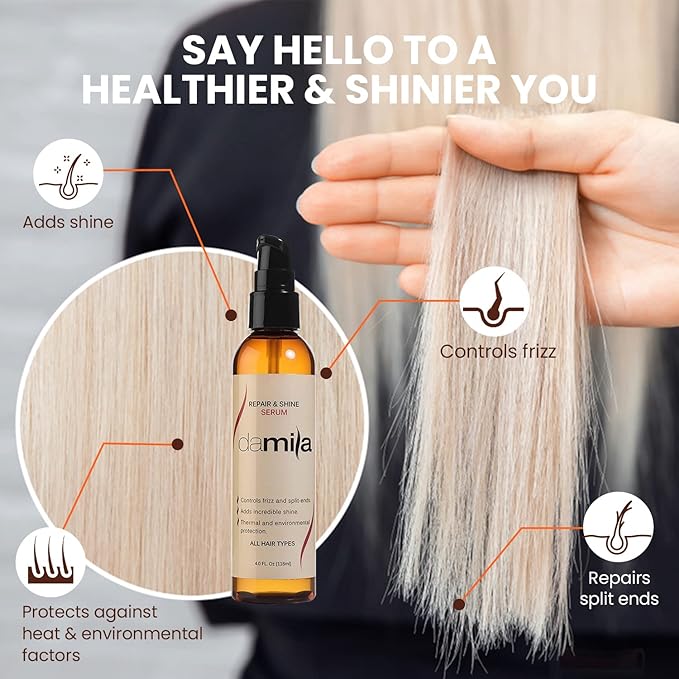 Repair & Shine Serum - Split End Repair and Frizz Control for Incredible Hair Shine - 4 Oz (118 ml)