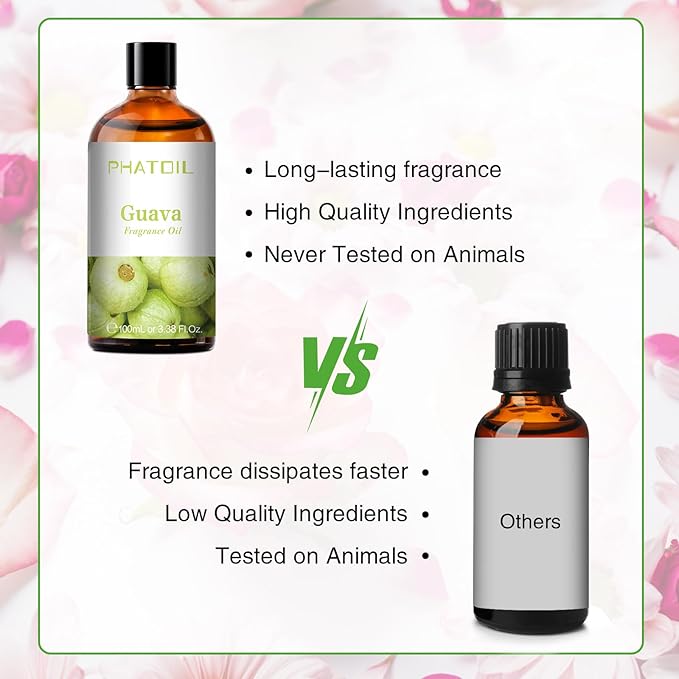 3.38FL.OZ Guava Fragrance Oils for Aromatherapy, Essential Oils for Diffusers for Home, Perfect for Diffuser, Yoga, Skin Care, DIY Candle and Soap Making - 100ml