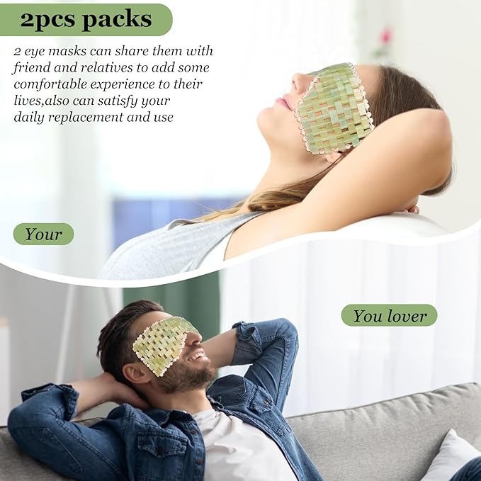 Jade Eye Mask, Facial Cooling Mask with 100% Real Jade for Hot & Cold Therapy to Reduce Wrinkles, Puffiness, Migraines, and Anti-Aging