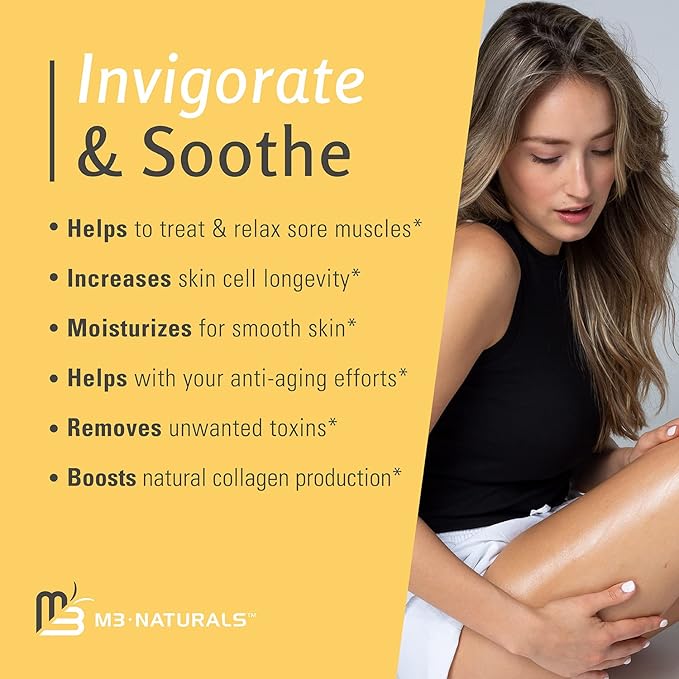 Ylang Ylang + Ginger Massage Oil for Massage Therapy and Manipulation Therapy | Collagen and Stem Cell Anti Cellulite Body Oil for Lymphatic Massage and Sore Muscles Skincare by M3 Naturals