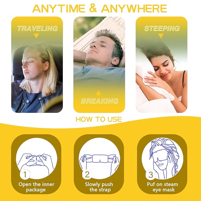 30 Pcs Steam Eye Mask for Puffy Eyes & Dark Circles, Self-Heating Sleep Mask for Travel Essentials, Hydrating & Soothing Eye Patches, Self-Care SPA Relaxation Gifts for Women, Men,Stocking Stuffers