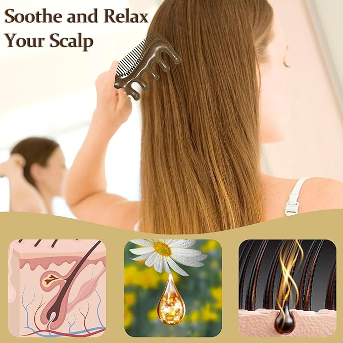 Wooden Massage Comb, Sandalwood Head Scalp Massage ToolNo Static Wide Tooth Scalp Stimulator Gua Sha Body Hair Comb for Men Women