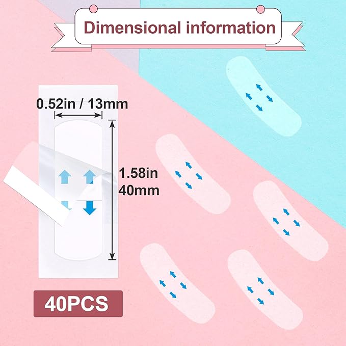 40pcs Face Lift Tape, Invisible Ultra Thin Self-Adhesive Face Lifting Band, Waterproof Hypoallergenic Makeup Lifter Strip for Neck Eye Sagg Skin Wrinkles Double Chin