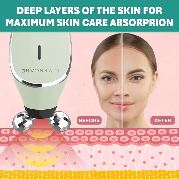 Microcurrent Facial Device - 6 in 1 Advanced Face Microcurrent Device - Rejuvenating Facial Microcurrent Device Anti-Aging Microcurrent Facial Devices Boost Skin Care Products Absorption (Light Green)