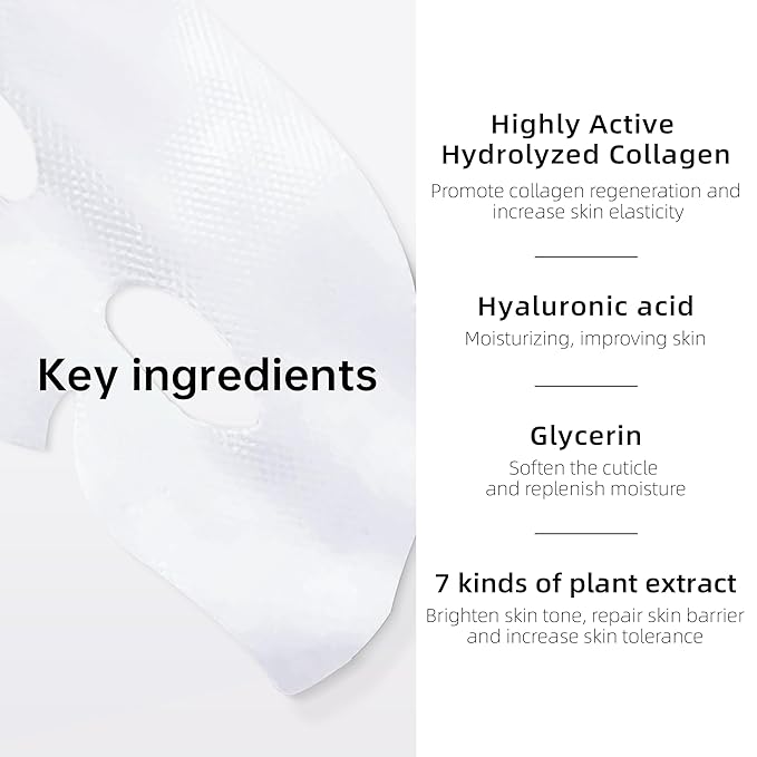 5PCS Bio-Collagen Real Deep Mask, Hydrating Overnight Hydrogel Mask, Anti-Aging,Pore Minimizing, Firming,Absorbs dirt deep inside face.
