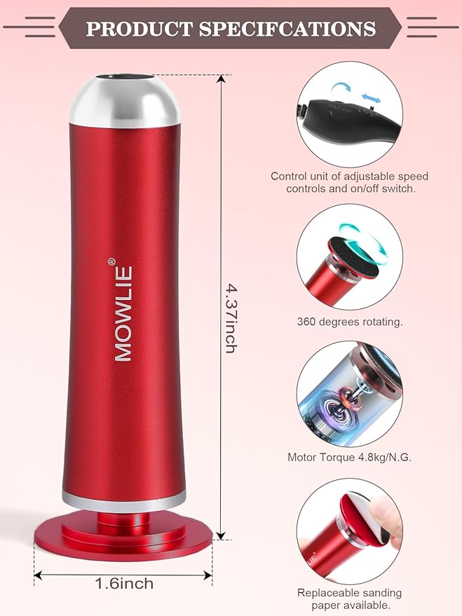 Electric Foot Callus Remover,Foot Scrubber & Callus Remover for Feet Foot Spa Pedicure Tool with 60 Grinding Discs Professional Electric Foot File Ideal for Nurses Teachers Workers