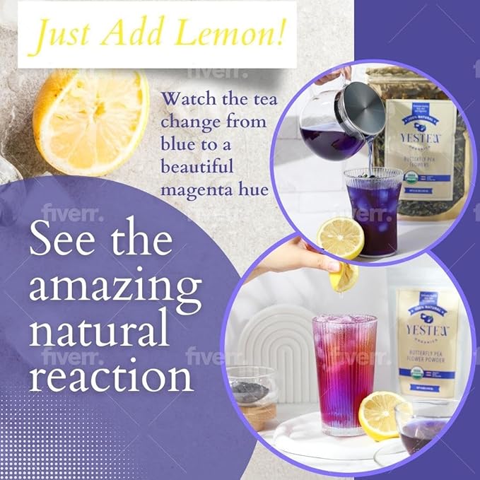 YESTEA 100% Organic Butterfly Pea Flower 4.41 oz (375+ Cups) Small-Batch and Handpicked from Thailand - Non GMO Rich in Antioxidants, Caffeine Free, Vegan, and Gluten Free (4.41 Oz)