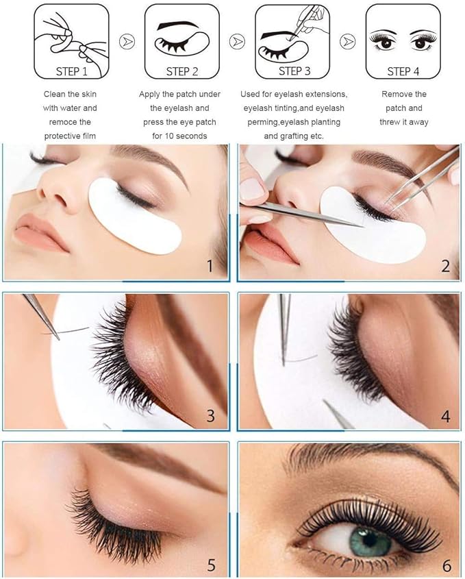 Eyelash Extension Gel Patches Kit Under Eye Gel Pads Eyelash Extension Pads Lint Free False Eyelash Lash Extension Makeup Eye Gel Patches (100Pack)