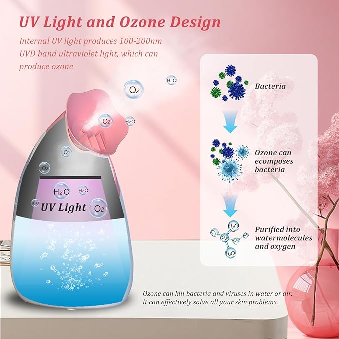 AUSSEN Facial Steamer,Nano Ionic Hot Mist Face Steamer Humidifier Atomizer Deep Cleaning Unclogs Pores Sinuses with Stainless Steel Skin Kit Brushes Hair Band for Home Facial Sauna Spa