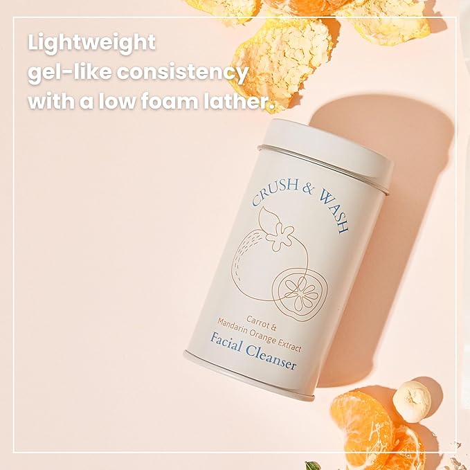 3-in-1 Solid Facial Cleanser, Exfoliator, and Wash-off Mask - Vegan, Cruelty-Free, Plastic-Free, Travel-Friendly, 1 Month Supply (60 Crushable Tablets) in Tin (Brightening Beans in Tin)