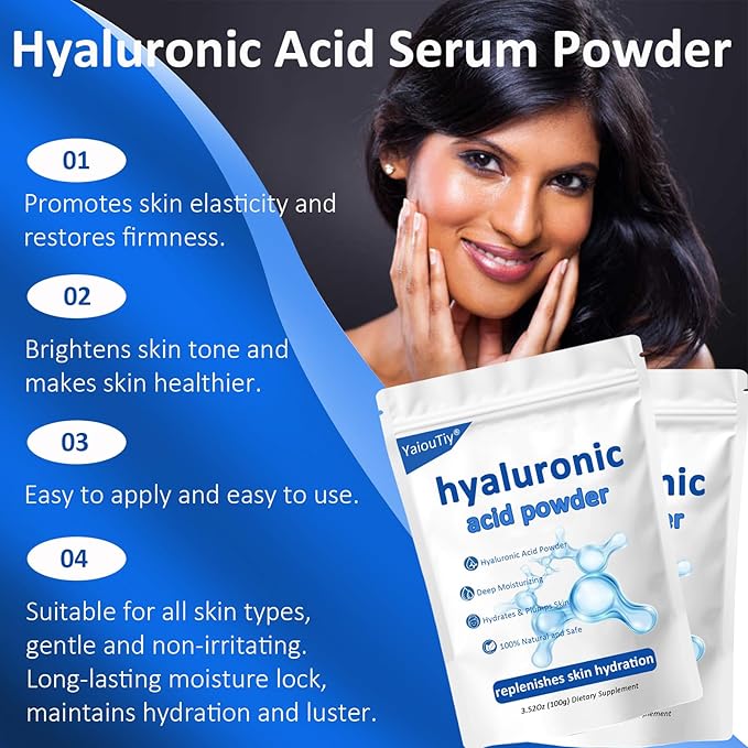 Hyaluronic Acid Powder – Ultra-Low Molecular Weight for Deep Skin Hydration | DIY Serums, Creams & Skincare