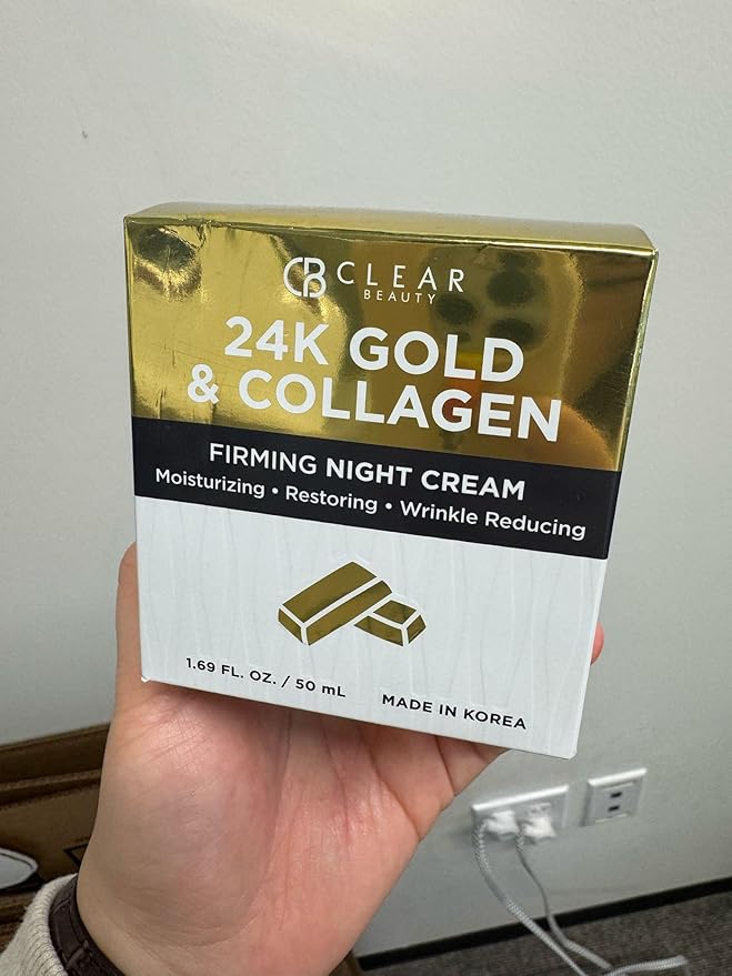 24K Gold & Collagen Night Face Moisturizer - Dermatologist Tested, Reduces Age Spots, Fine Lines & Wrinkles, Lifting & Firming Night Cream, Cruelty-Free Korean Skin Care - All Skin Types