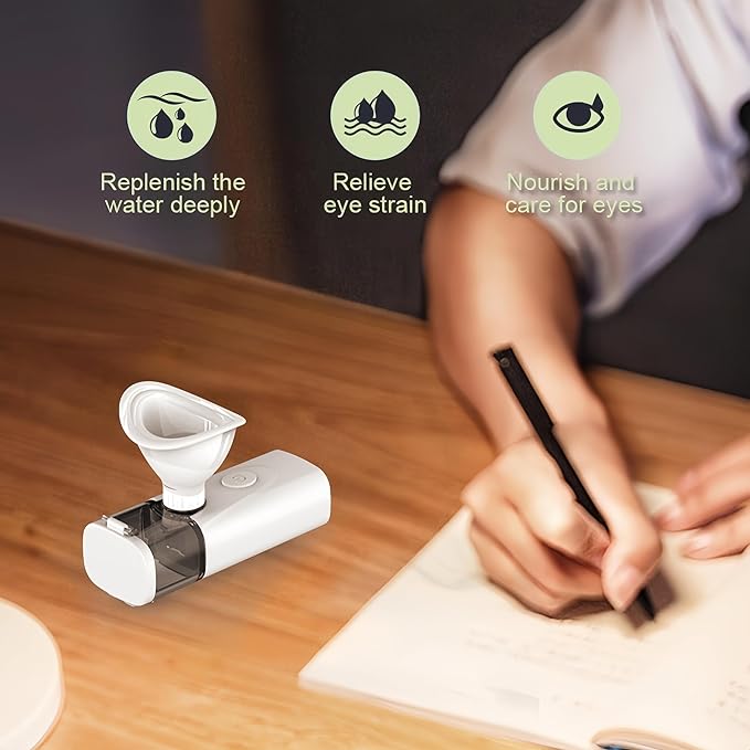 Nano Eye Mist Steam Sprayer Portable Compress for Relief Dry Eyes Eye Fatigue Products Eyelid Eye Care SPA Nebulizer Device Mini Face Eye Moisturizing Cleaning Soothing Steamer-Green