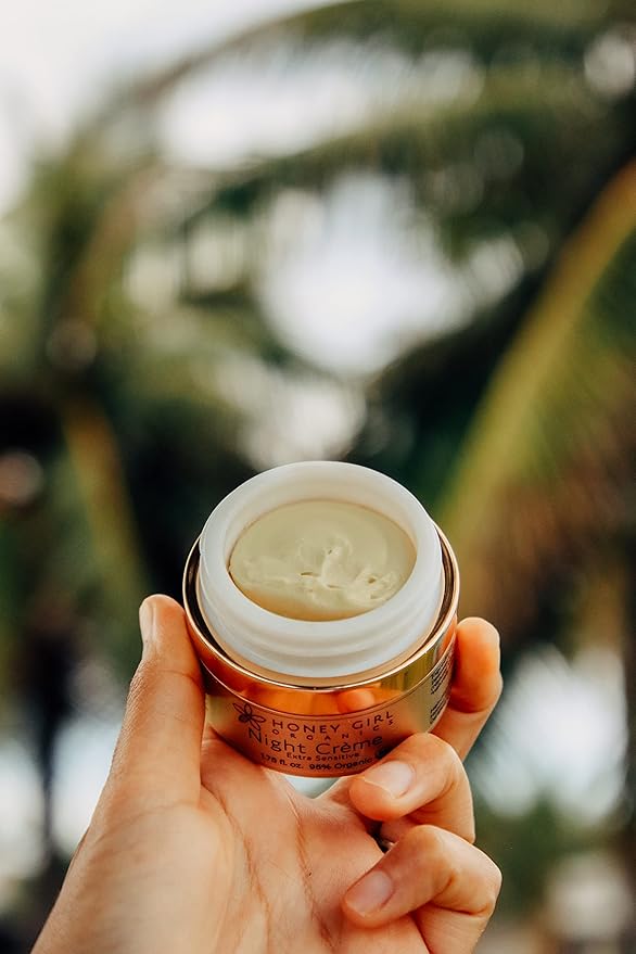 Honey Girl Organics Night Creme Extra Sensitive, Honey based Skin Care for Sensitive Skin, USDA Certified Organic Face Moisturizer, All In One: Face, Eye, Neck Cream, Made in Hawaii (1.75oz)