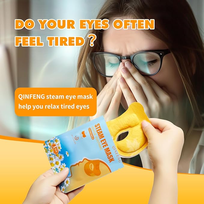 18 Packs Steam Eye Mask for Dry Eyes 40Mins Self Heating Masks Cornea Care Disposable Warm Eye Compress Sleep Mask for Reduce Eye Fatigue Spa Christmas Gifts for Women(Chamomile,Hollow)