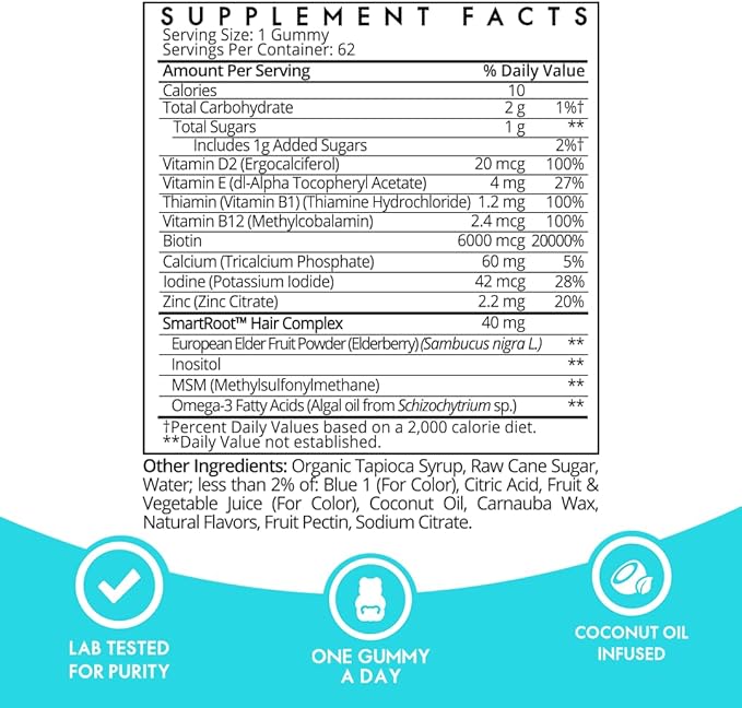 Sugarbear Glass Nail File & Buffer + Vegan Hair & Nail Vitamin Gummies – 6 Month Supply, Extra Strength Biotin 6000mcg for Smooth, Stronger, Longer Nails