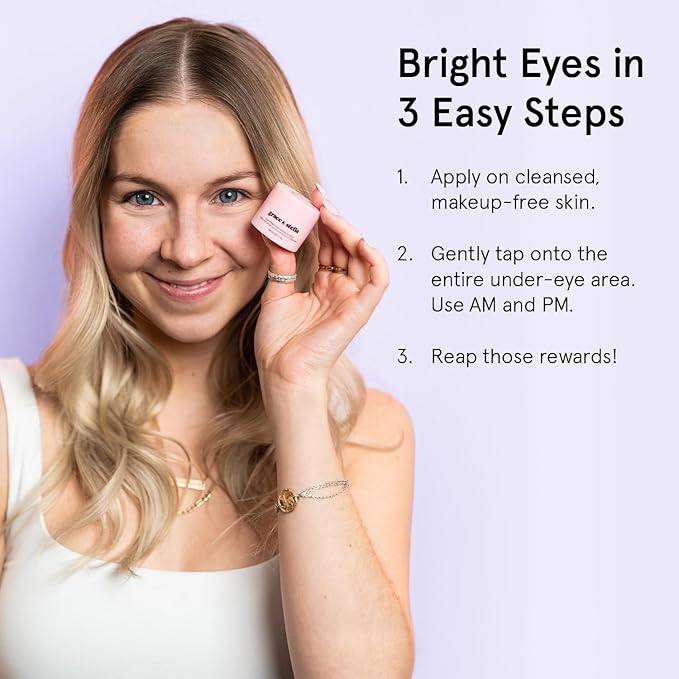 grace & stella Under Eye Cream for Dark Circles - Caffeine Eye Cream Anti Aging for Wrinkles - For Undereye Brightening, Puffiness, Wrinkles and Bags - Made in USA, Vegan (0.46 oz/13 g)