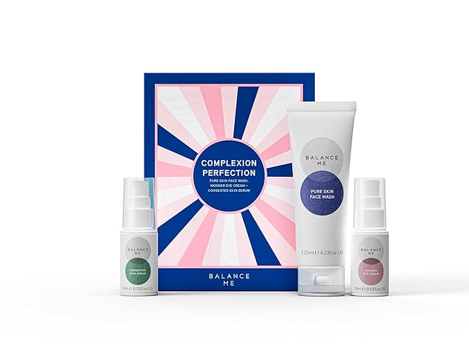 Balance Me Gift Set Complexion Perfection Trio Pure Skin Face Wash Wonder Eye Cream Congested Skin Serum Refreshed Bright Vegan Natural Care 1 each Complexion Perfection Set