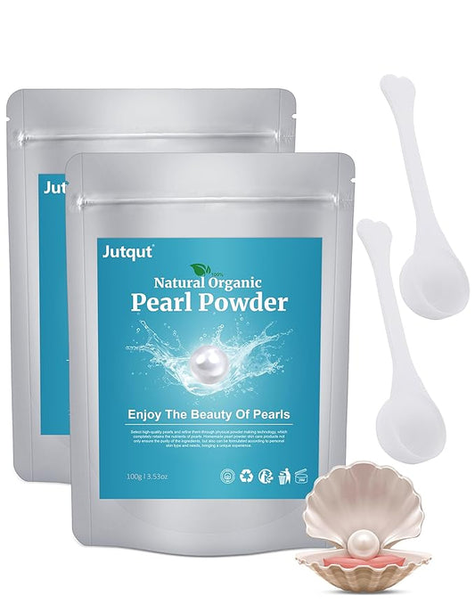 2PCS Freshwater Pearl Powder Organic, 100% Natural Pearl Powder, DIY Skincare —DIY Antioxidant, Deep Cleansing, Pore-Shrinking, Anti-Aging Mask