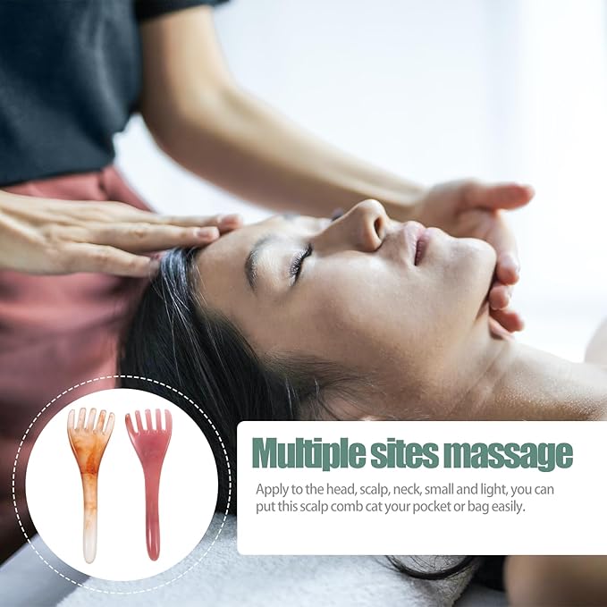 2pcs Head Massager Scalp, Resin Relax Massage Tool, Manual Scalp Massagers, Gua Sha Five Claw Scalp for Soothing Head Face Eye Nose Jaw Neck