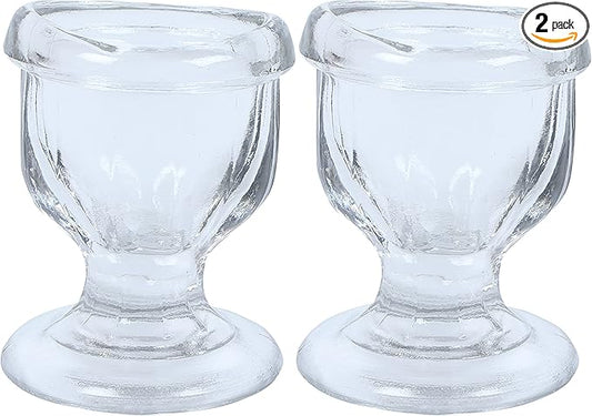 Glass Eye Wash Cup with Engineering Design to Fit Eyes for Effective Eye Cleansing - Eye Shaped Rim, Snug Fit Set of 2 (Transparent)