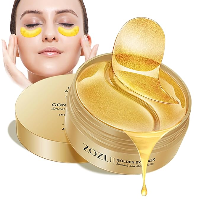 24K Gold Eye Masks, Crystal Collagen Eye Patches for Puffy Eyes, Reducing Fine Lines, Effectively Moisturizing Gold Eye Mask for Dark Circles and Puffiness Wrinkle Eye Bags