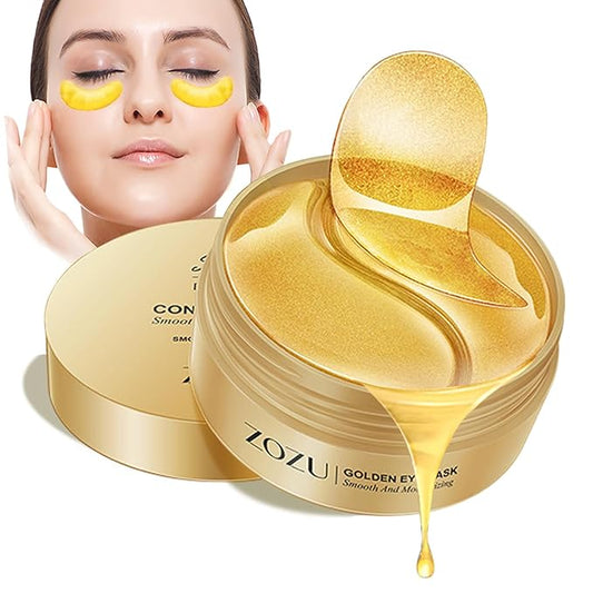 24K Gold Eye Masks, Crystal Collagen Eye Patches for Puffy Eyes, Reducing Fine Lines, Effectively Moisturizing Gold Eye Mask for Dark Circles and Puffiness Wrinkle Eye Bags