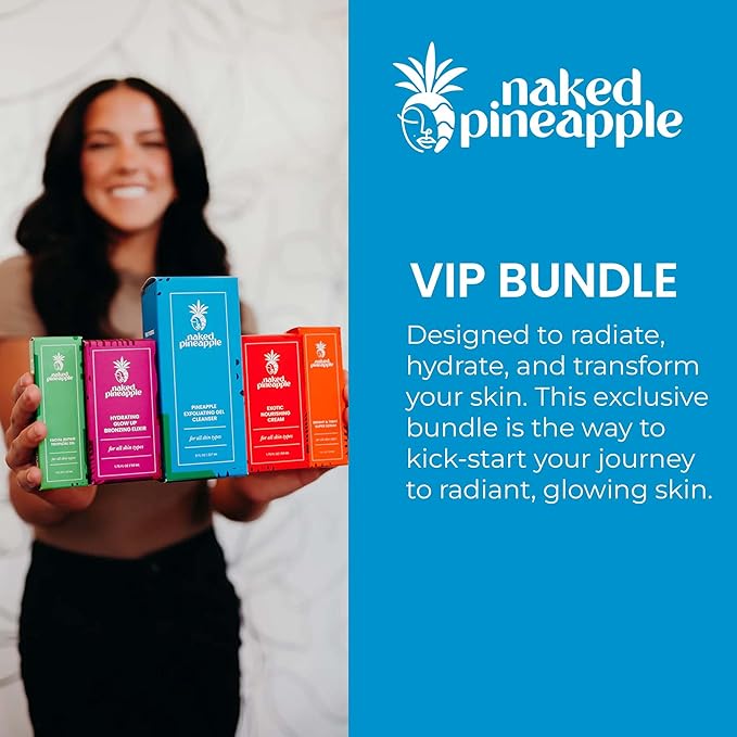 VIP Bundle - Gel Cleanser, Super Serum Facial Repair, Nourishing Cream, and Bronzing Elixir - Your Glow-Up Essentials