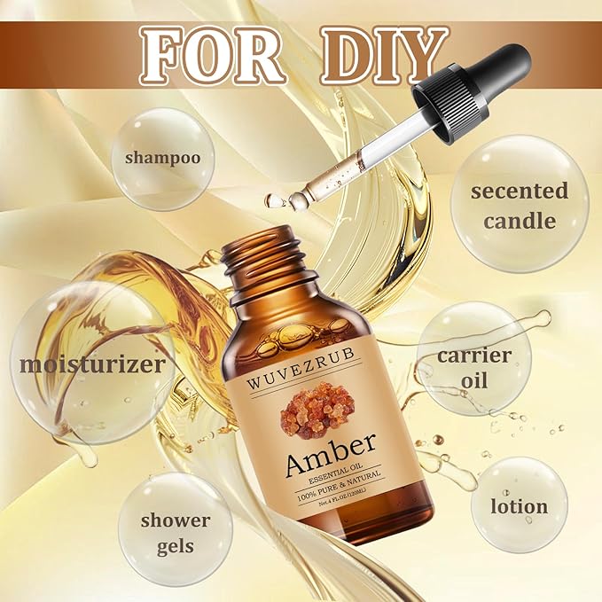 Amber Essential Oils 120ML, Pure Amber Essential Oil for Aromatherapy Diffuser - 4 Fl Oz