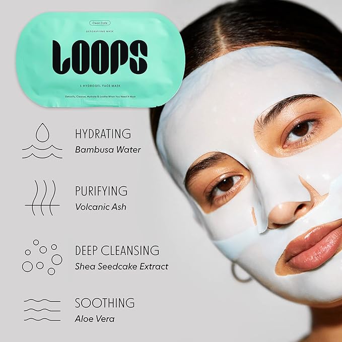 LOOPS VARIETY LOOP KIT - Hydrogel Korean Face Mask for Every Skin- Five Collagen Face Masks for Brightening, Detoxifying, Repairing, Glowing, & Rejuvenating - Gifts for Women -5 Pc