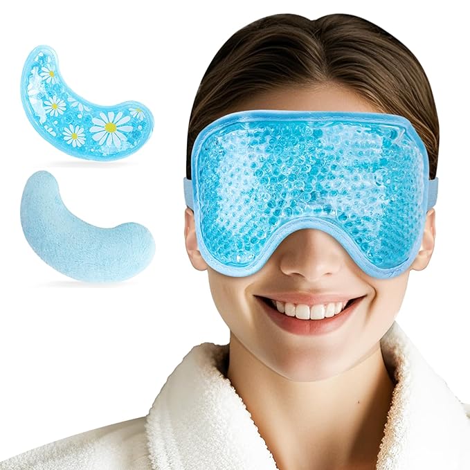 NEWGO Cooling Eye Mask Gel Under Eye Pads Set for Dark Circles, Under Eye Bags, Puffy Eyes, Migraines, Dry Eyes, Post-Surgery, Gifts for Women
