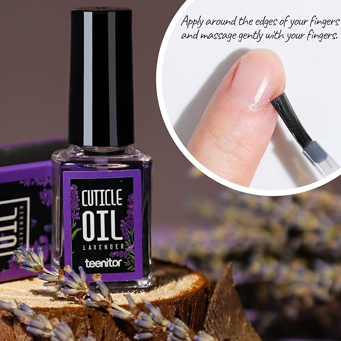 Teenitor Cuticle Softener Remover, Cuticle Oil, Nail Care Cuticle Remover Tools Set with Cuticle Trimmer,Cuticle Pusher,Nail File Buffer, Cuticle Nipper Lavender