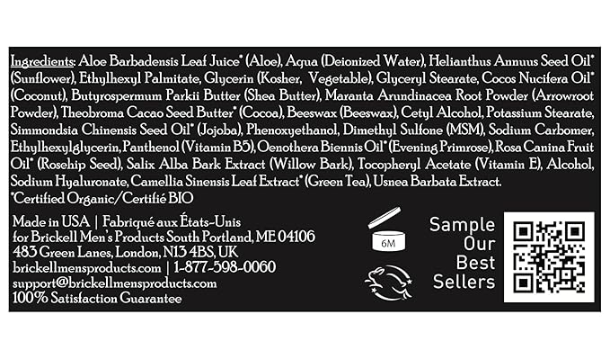 Brickell Men's Revitalizing Anti-Aging Cream For Men, Face Moisturizer For Face To Reduce Fine Lines and Wrinkles, Natural and Organic Anti Wrinkle Night Face Cream, 2 Ounce, Scented