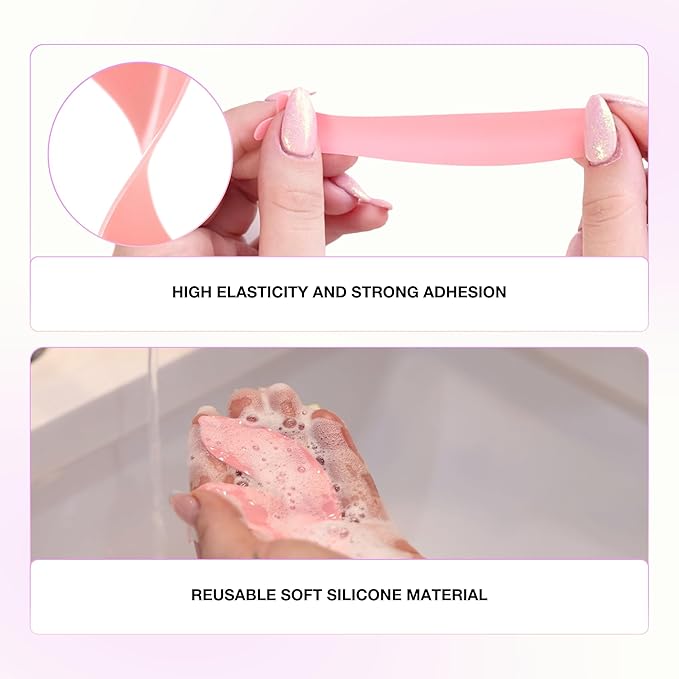 Curacoro Reusable Eye Pads, Silicone Under Eye Patches Lash Lift Cover Eyelash Extension | Soft Pads for Sensitive Skin during Eyelash Perm Lamination & Lash Extensions Remover (Pink, Style 1)