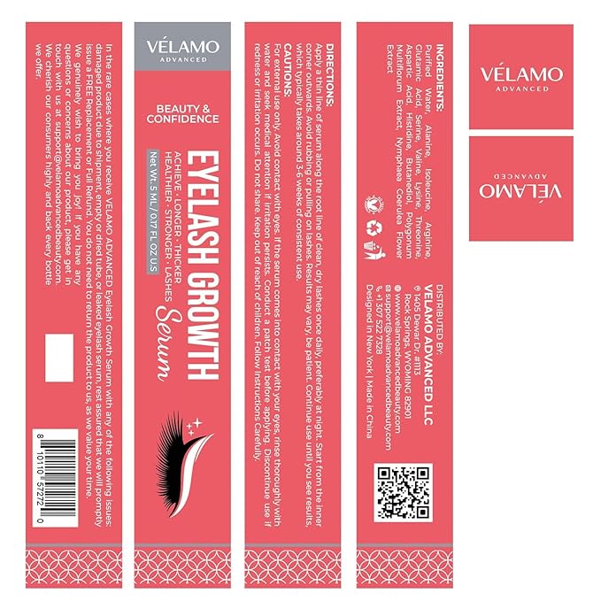 Eyelash Growth Serum, Lash Serum for Eyelash Growth, Eyelash Serum to Grow Lashes in 3-4 Weeks, Lash Growth Serum & Brow Growth Serum for Longer, Thicker, and Fuller Eyelashes, 5ML