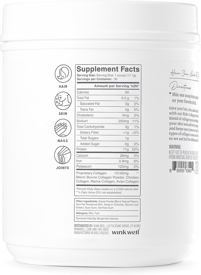 Delicious Vanilla Shake Collagen Protein Powder Mix | 5 Types 1,2,3,5 & 10 of Collagen in one Mix | Zero Sugar Formula | Hair, Skin and Joint Formula