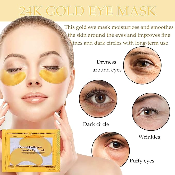 30 Pairs Lip Mask & Eye Mask,24K Gold Gel Eye Masks for Dark Circles,Wrinkles and Fine Lines,Moisturizing Collagen Lip Mask Reduce Lines and Dry Lips, Effectively Nourishes Skin Care