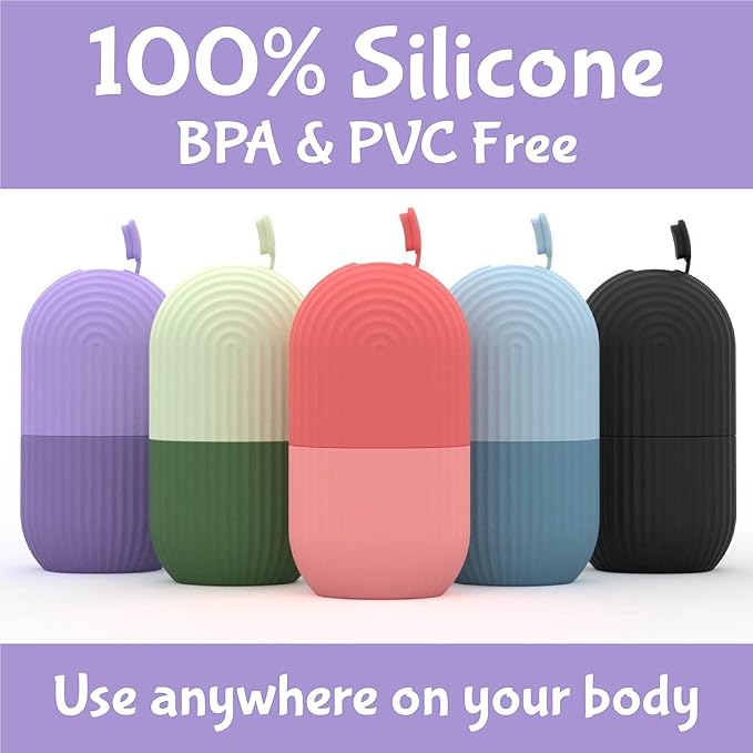 Ice Face Roller - Perfectly shaped for Face, Body, and Under Eyes - Ice Mold for Face Easy Handheld Design - Food-Grade Silicone material - Pamper Yourself with Ice - Facial Beauty Ice Roller (Purple)