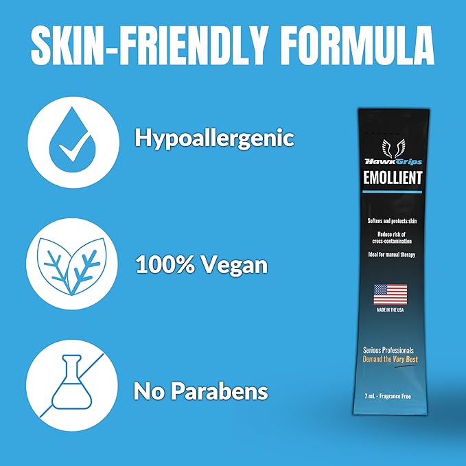 Massage Cream Emollient - Oil-Based Deep & Soft Tissue Application, Physical Body & Muscle Therapy, Safe Ingredients, Hands & Tools Use - Vanilla Scent, 36 Single-Use Packets (7ml)