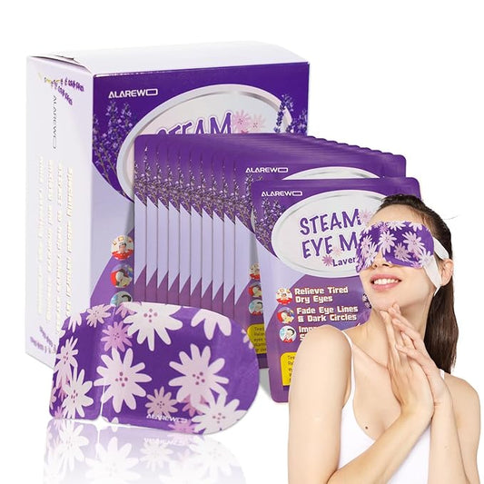 Steam Eye Mask Self Heating Moist Eye Compress Disposable SPA Warm Eye Mask 10 Packs for Dry Eyes, Eye Fatigue, Stress Relief, Soothing Headache Travel Trouble Sleeping(Lavender)