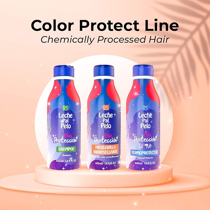Leche Pal Pelo - Colored Hair; Thermal Protectant Treatment with Natural Quinoa, Provitamin B5, Rice Protein and Aloe Vera - 14.9 Ounces. Tratamiento Termoprotector Para Cabellos Tenidos.