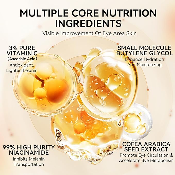 LANBENA Vitamin C Under Eye Patches for Dark Circles and Puffy Eyes, Cooling Eye Masks for Eye Bags, Fine Lines & Wrinkles Reduce, Anti-Aging, with Niacinamide Hydra-Gel Collagen-30 Pairs