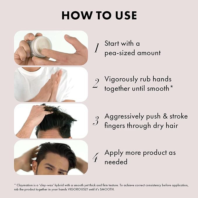 Hanz de Fuko Claymation – Premium Men’s Hair Styling Clay – Super High Hold, Matte Finish – 2 oz
