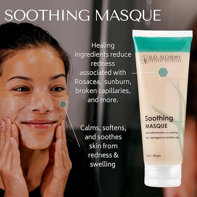 RD Alchemy - Natural & Organic Soothing Mask - Soothes Sensitive Skin, Redness and Irritation from Dryness, Irritation and Post Waxing/Peels/Laser Treatments/Extractions and more!