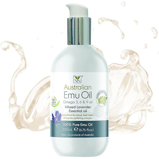 Emu Oil Pure Skin Moisturizer - Nail, Body, Face, Scalp & Hair Moisturizer with Omega 3, 6, 9, Vitamins, & Minerals - Australian Emu Oil for Skincare by Y-Not Natural - 200mL, Lavander