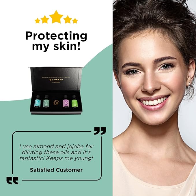 Essential Oil Set for Skin and Hair - Extra Large 100% Pure Essential Oils for Skin Hair and Nails with Premium Lavender Peppermint Tea Tree and Rosemary - Multi Use Topical Essential Oil Kit - 4 Pack