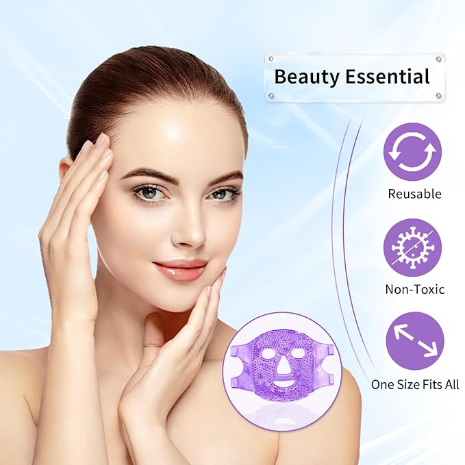 Cold Face Eye Masks Ice Face Mask Hot Cold Compress For Dark Circles, Puffiness, Migraines, Headache, Stress, Redness, Cooling Face Masks For Women Man, Skin Care