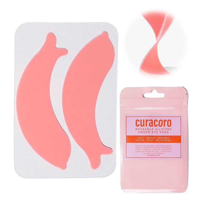 Curacoro Reusable Eye Pads, Silicone Under Eye Patches Lash Lift Cover Eyelash Extension | Soft Pads for Sensitive Skin during Eyelash Perm Lamination & Lash Extensions Remover (Pink, Style 4)